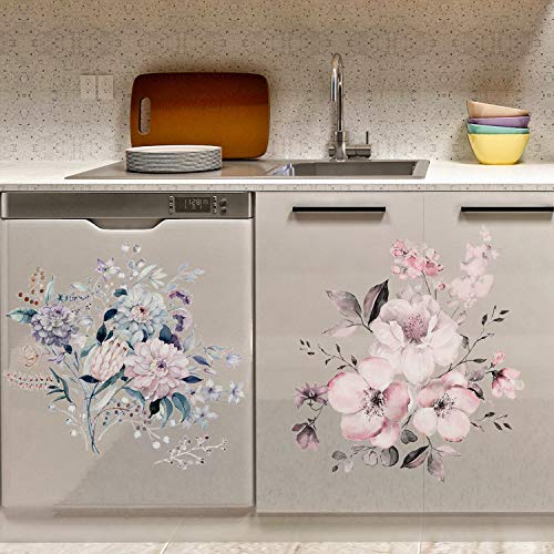 Amaonm Removable 2 Pcs Beautiful Flower Pink Romantic Floral Diy Blue Flowers Wall Decal 3D Wall Sticker Home Art Decor For Girls Bedroom Baby Nursery Office Bathroom Living Room #TOP3