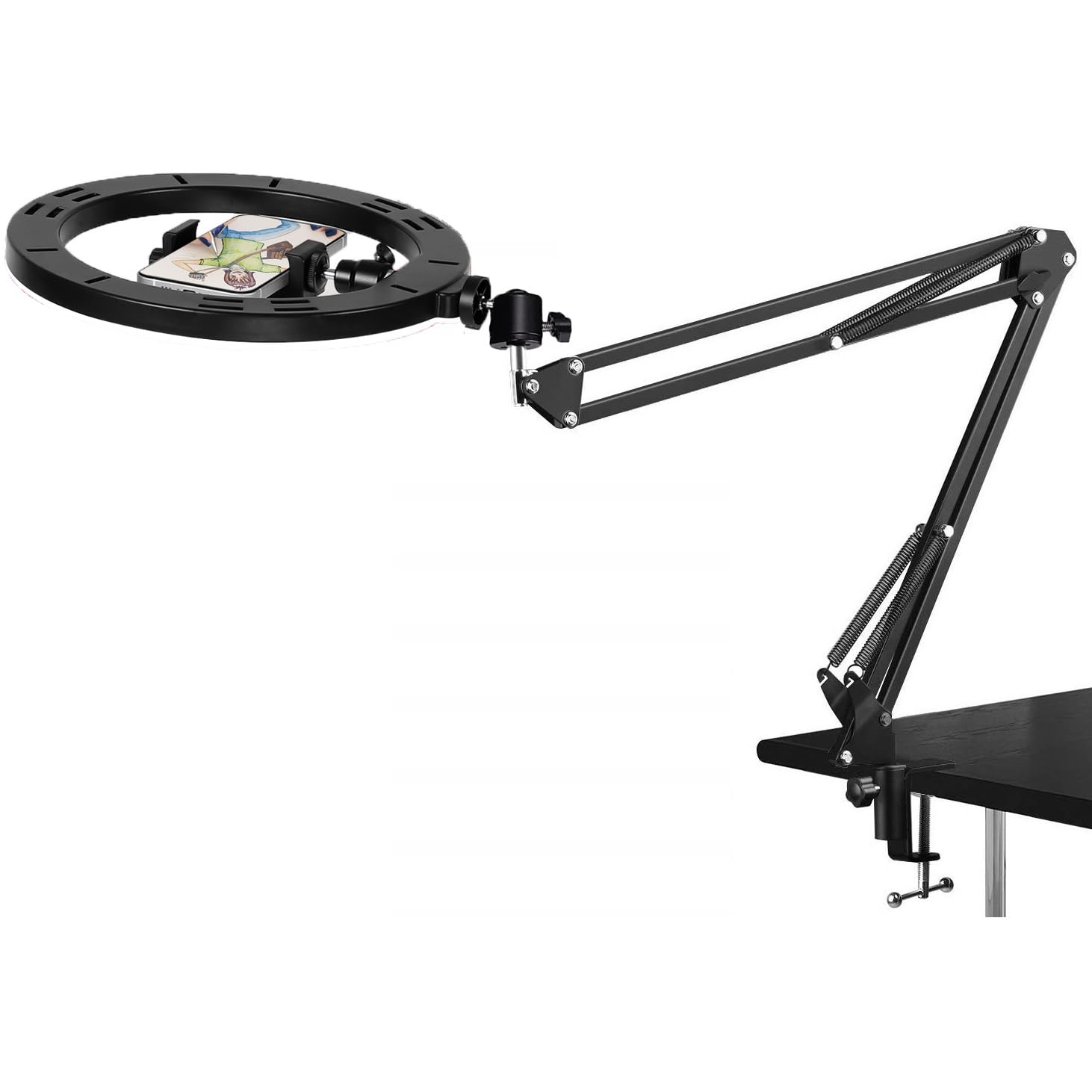 Luce per selfie con supporto per webcam, 26 cm, anello luminoso con supporto a braccio compatibile con webcam Logitech C920 StreamCam C922 C930e C925e C615 Brio 500 300 100 4K