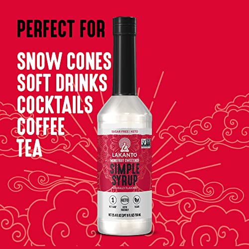 Lakanto Sugar Free Simple Flavoring Syrup - Monk Fruit Sweetener, Perfect For Coffee, Cocktails, Snow Cones, Sodas, Other Drinks, Keto Diet Friendly, 1G Net Carb, Vegan (Original - 25.4 Fl Oz) #TOP4