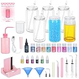 6 Pack 16 Oz Acrylic Snow Globe Tumbler Supplies Starter Kit, Double Wall Plastic Pre-Drilled Snowglobe Tumbler Cup Tool Set, Including Squeeze Bottle Cup Cradle and Scraper etc.