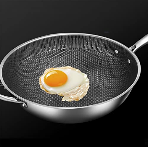 Wok de acero inoxidable 34 cm antiadherente sin recubrimiento miniatura 2