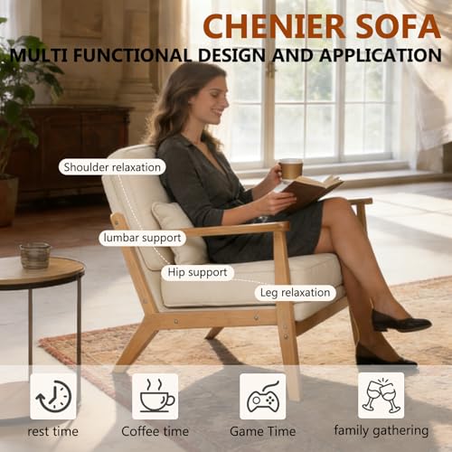 Sillón Plegable Chenille Beige miniatura 5