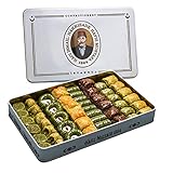 Baklava, Pistachio Baklava Assortment (XL Metal Box), Hafiz Mustafa 1864 Istanbul, Daily and Freshly Made Turkish Sweets, Treats & Desserts, Tin Gift Box for Loved Ones