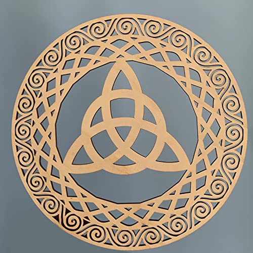 Image of Celtic Symbol Wall Decor 12 inch Wooden Sacred Geometry 4Pcs Set Tree of Life Celtic Cross Trinity Knot Triple Spiral Symbol Nordic Celtic Rune Wood Sign Irish Wall Art Wood Art Paint DIY Graffiti Decor