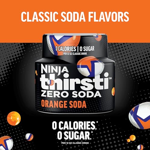 Image of Ninja Thirsti Flavored Water Drops, Zero Soda Orange Soda, Zero Calories | Zero Sugar, Makes 17 Drinks, 3 Pack, Compatible with All Ninja Thirsti Drink Systems - WC1000, WC2000 & WC3000, WCFOGFIZAM