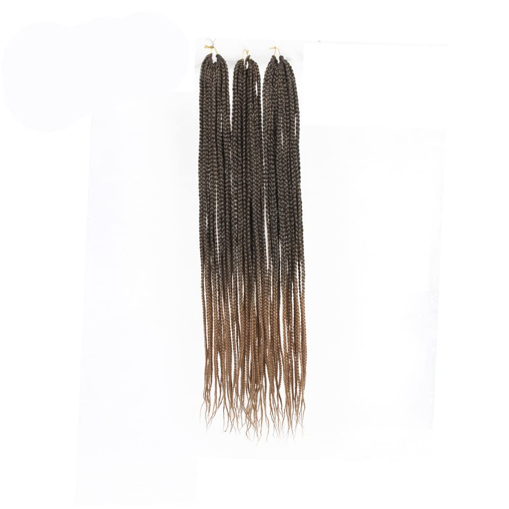 6 Packs/Lot Medium Box Braids Crochet Hair Ombre Brown 30 Inch 1cm in Diameter 3X Synthetic Braiding Hair Extensions 22 Strands/Pack(30 Inch, T1B/27)