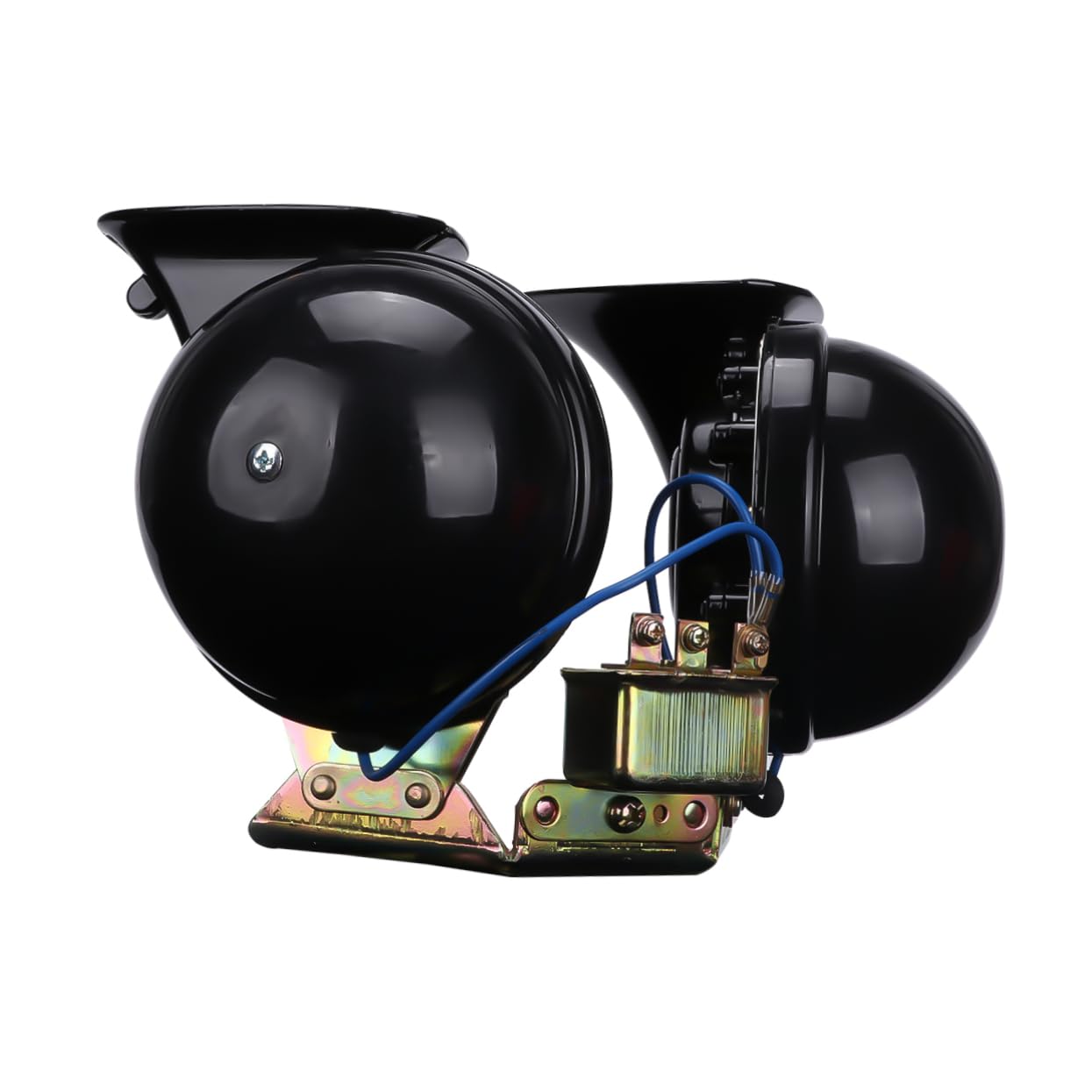 Gatuida 12v Schneckenhorn Zweiklanghorn Schwarze Kupfer Ausführung 2 Stück Starke Durchsetzungskraft für Lkw und Motorrad Türkenhorn 12v