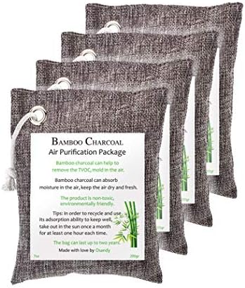 Osandy Bamboo Charcoal Air Purifying Bag 4 Pack, 200g Natural Air Freshener Bags Kid and Pet-Friendly Purifying Bags