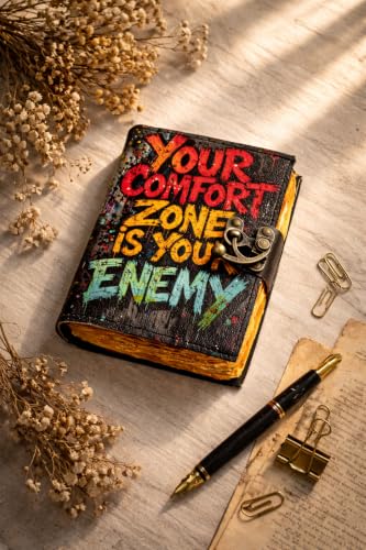 Image of CRAFT JUNKY Vintage Leather Journal Diary for Women and Men Travel Diary Notebook for Writing Deckle Edge Paper (Comfort Zone, 17.78 x 12.7 cm)