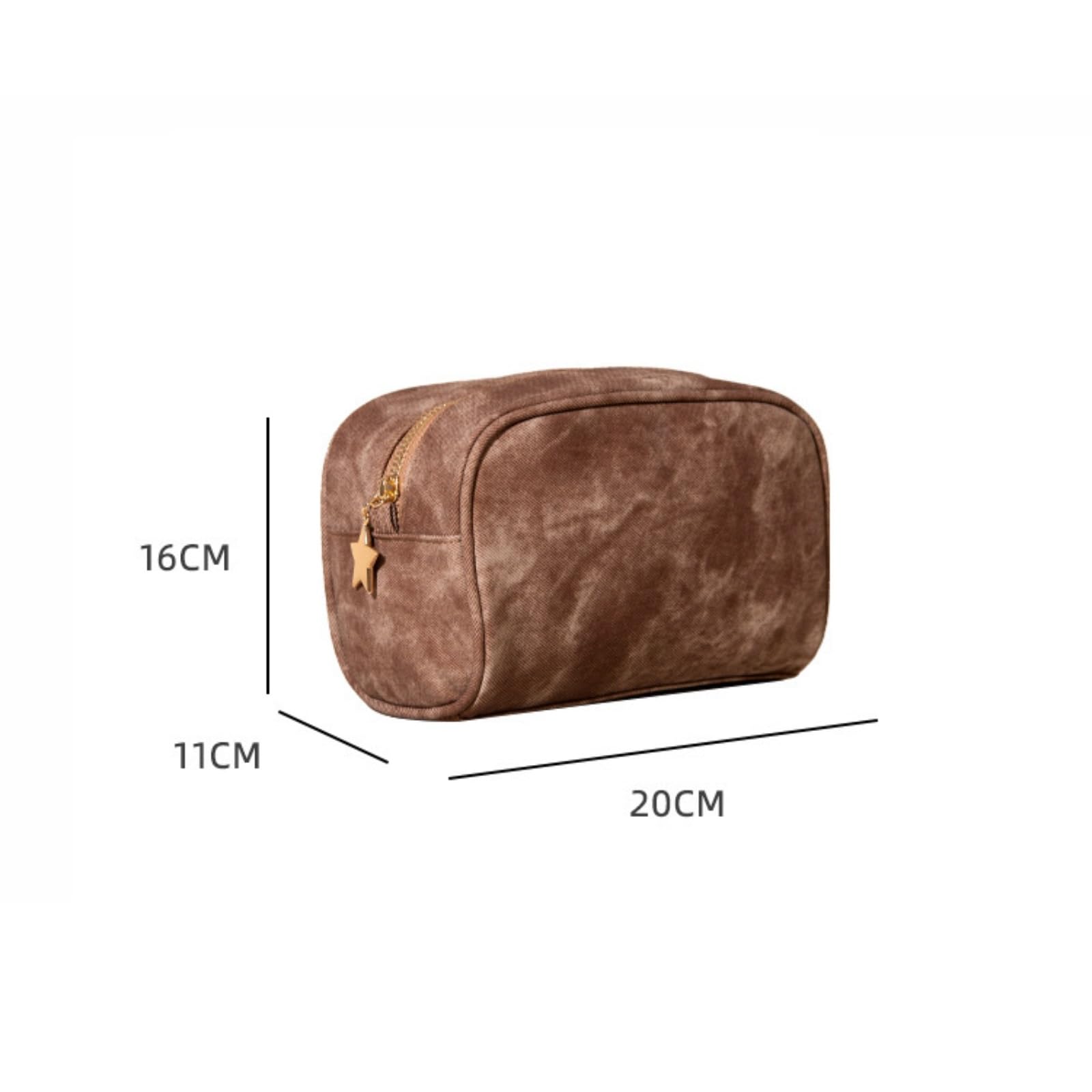 Neceser Maquillaje Bolsa de Maquillaje con Estampado de Piel de Oveja de PU, Gran Capacidad, for Viaje, artículos de tocador y cosméticos, con Estampado de Mezclilla de Cuero Viaje(CAF�)