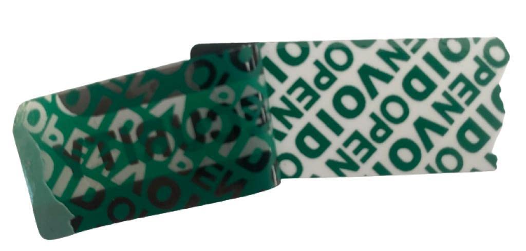 Green Security Labels X 100. Tamper Evident Stickers Seals with Black and White Printing and Unique Serial Number. Void Release Message - Image 3