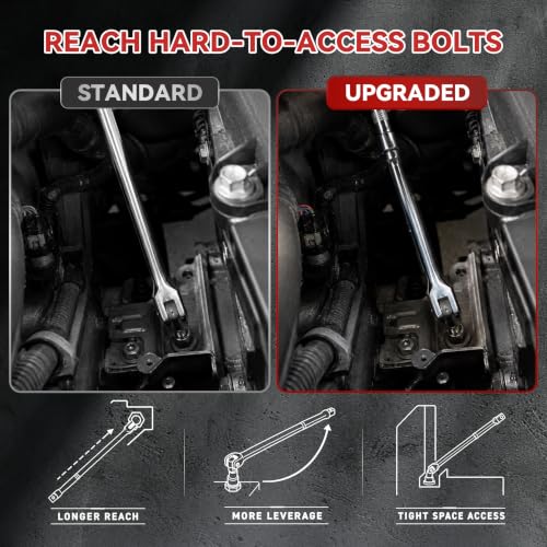 Image of 10PC Breaker Bar Set, Dual-end 3 Extension Bars, 3 /8 inch, 1 /2 inch 1 /4 inch Drive | 3 /8 inch, 1 /2 inch and 1 /4 inch Drive, 180 Rotatable Head, 6'', 10'', 15'' Length, 3 Extension Bars, Organizer Case