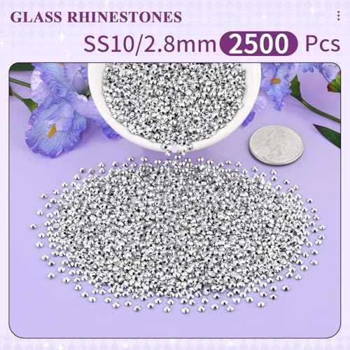 Image of 2500PCS SS10 /2.8mm Crystal Glass Rhinestones for Bedazzling (Labrador) | Flatback Rhinestones for Crafting DIY Nail Art Makeup Decoration, Gems Diomand Charms for Tumbler Shoes Clothing Mug
