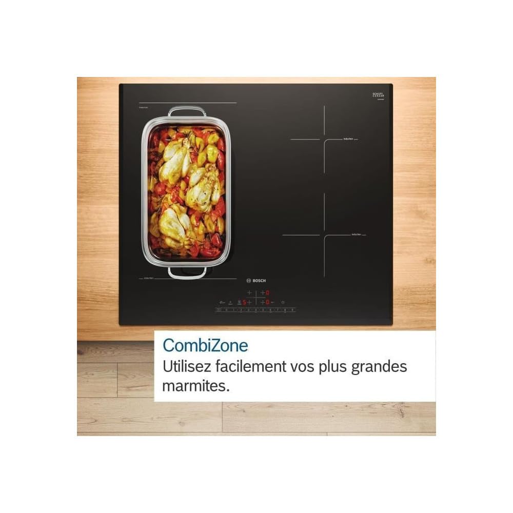 Bosch PVS611BB6E Serie 4 - Piano cottura a induzione, Zona Combi-Induzione | 60 cm, Nero, PowerBoost (induzione), Touch Select, Timer con funzione di spegnimento