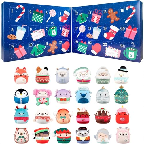 2025 Christmas Plush Advent Calendar - 24 Days of 2.5" Cute Mini Plush Toys & Stuffed Animals, Soft Collectible Plushies for Kids, Teens, Boys, Girls & Collectors - Holiday Countdown Gift (Style A)