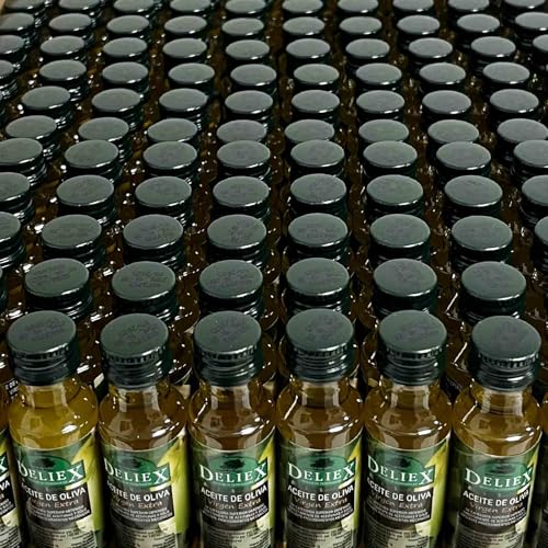 Deliex - Botellitas aceite de oliva virgen extra miniatura pet de 25 ml - Botellas pequeñas de aceite de oliva para aliños y llevar al trabajo (100)