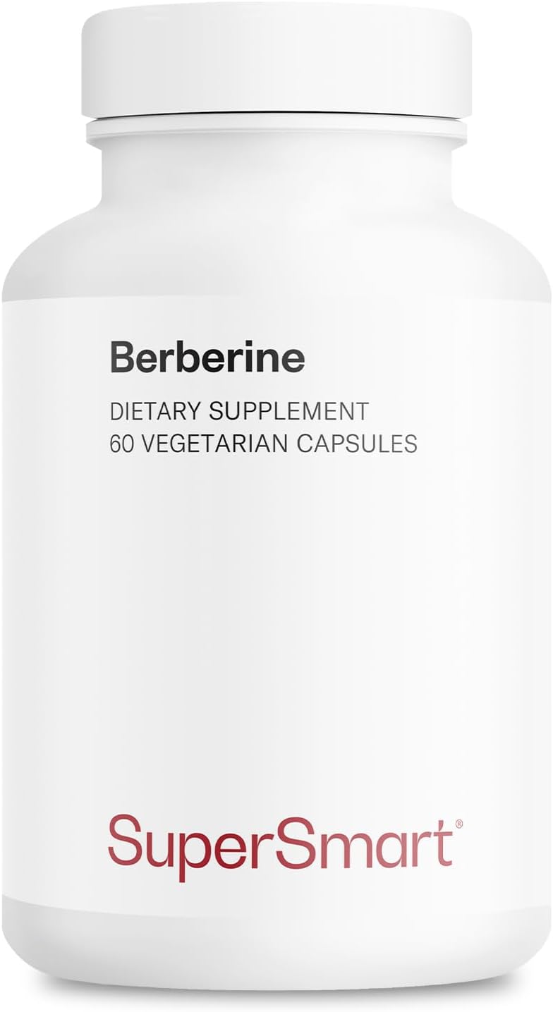 Supersmart - Berberine HCl Supplement 1000mg per Day (Min. 97% Purity) - Potent Berberis Vulgaris Extract from Barberry | Non-GMO & Gluten Free - 60 Vegetarian Capsules