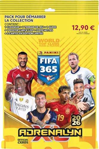 Panini FIFA 365 2026 Trading Cards Game Pack de démarrage (1 classeur + 1 Guide + 1 gameboard + 1 Poster Check-List + 3 Pochettes + 2 Cartes édition limitée)