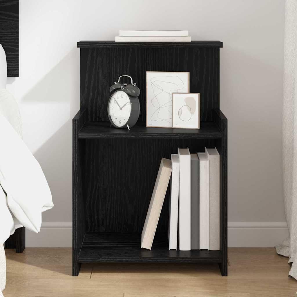 Table de chevet noire aspect chêne au design bois moderne