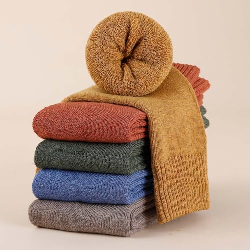 Image of KANAV Thick Winter Thermal Wool Socks (5 Pairs) - Comfy, Slouch Crew, Cozy, Warm Athletic Socks for Women