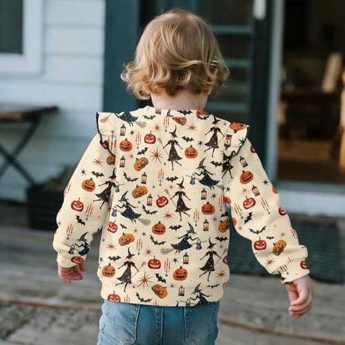 Girls Long Sleeve T Shirts Kids Fall Ruffle Shoulder Tops Crewneck Casual Cute Blouse Sweatshirt Tees 1-8 Years4
