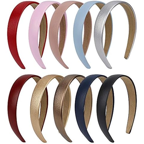 Diademas de Pelo 10 Colores Cuero Sintético Anchas Elástica Turbantes Bandas Cover