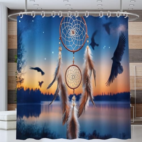 Rideau de douche bleu nuit de qualité supérieure en polyester imperméable et durable - 3