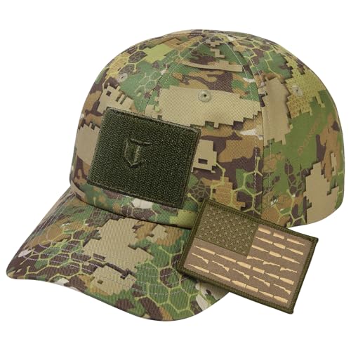 Image of Tactical Hat with Flag Patch Camo Military Army Hats Adjustable Trucker Baseball Cap Soft Top for Shooting