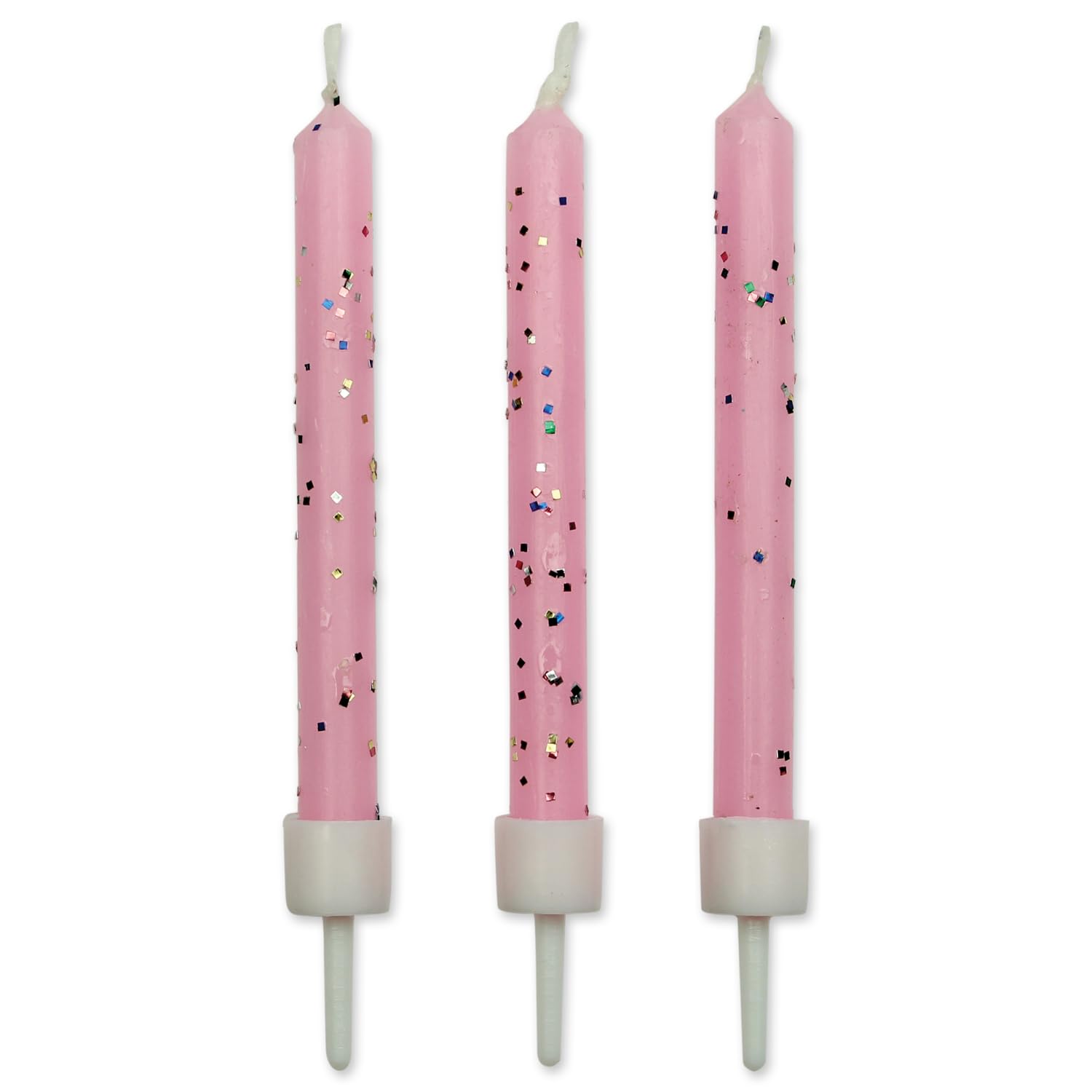 PME Pink Glitter Candles, 10-Pack , 0.5 x 0.5 x 6.2 cm, Packaging May Vary
