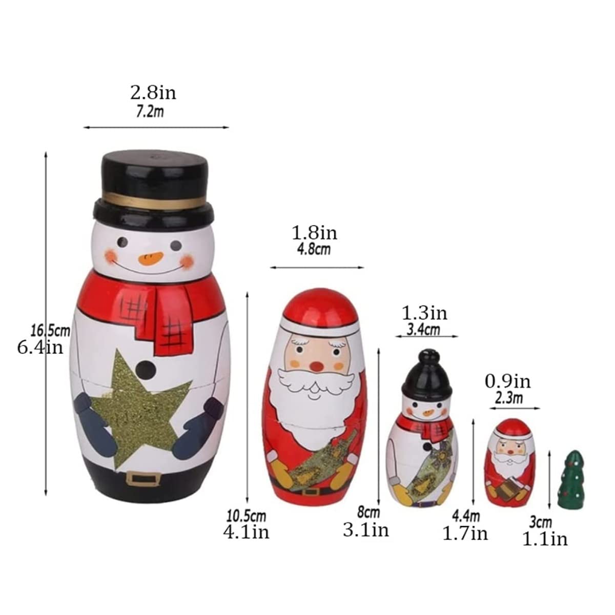 Matrioska 5 Pezzi Bellissime Bambole Russe Di Nidificazione In Legno Fatte A Mano Babbo Natale Pupazzo Neve Matrioska Regalo Giocattolo Impilabile
