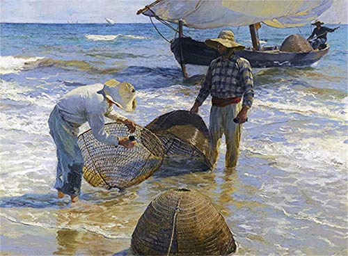 Cuadro wallart - Pescadores valencianos de Joaquín Sorolla y Bastida -  Impresión sobre Lienzo de Algodón 100% - Bastidor de Madera 3x3cm - Ancho:  95cm - Alto: 70cm : Joaquín Sorolla y Bastida: Amazon.es: Hogar y cocina
