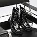 Ephirebra Men's Leather Platform Ankle Boots Lace Up Side Zipper Round Toe High Top Punk Boots Business Work Fashion Dress Shoes (black,8.5,8.5)