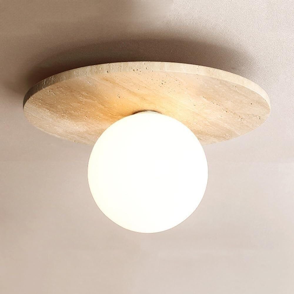 Plafonnier en travertin LED variable tricolore pour entrée chic