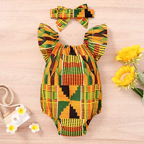 Younger Tree African Baby Clothes Girl Dashiki Ankara Outfit Set (3-6 Months, Romper) #TOP6