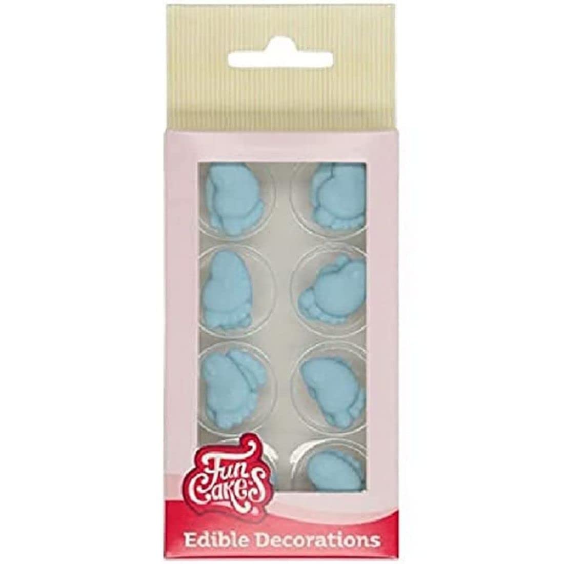 FunCakes Sugar Decorations Baby Feet Blue: Ready to Use for Cake Decoration, Perfect for Babyshower Cupcakes, Muffins and more, Glutenfree certified, Set/16