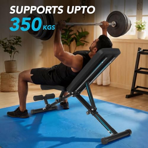 Image of XRT65 Foldable & Adjustable Weight Bench for Home Gym - Multi-Angle Incline /Flat /Decline - Heavy-Duty Steel Frame, Comfortable Cushion, Supports 350kg - Ideal for Chest, Back, Abs Workouts (Adjustable Bench Press)