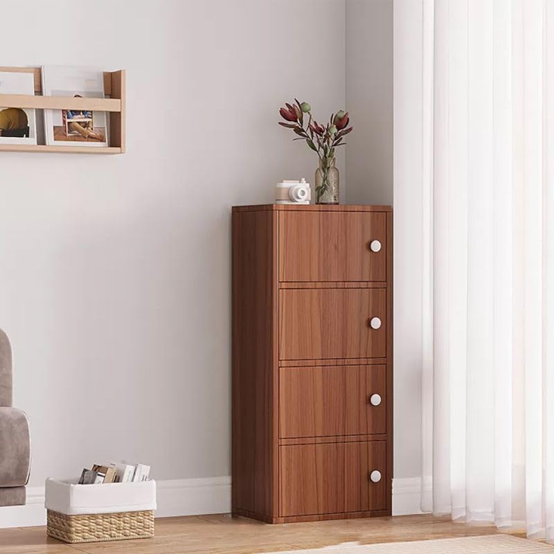 Image of Mevigo 4-Door Morden Wooden Collapsible Wardrobe for Storage /Space Saving Wooden Wardrobe with Doors /Collpsible Storage Organiser /Closet for Bedroom /Living Room -Wallnut