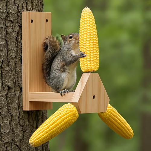 LemonRoad Squirrel Feeder with Spinner & Corn Cob Holder