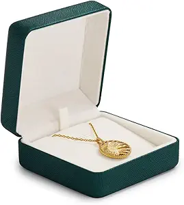 Emeralds Necklace Gift Box Leather Necklace Boxes for Jewelry Gift Velvet Interior for Anniversary Christmas Wedding Birthday Gifts