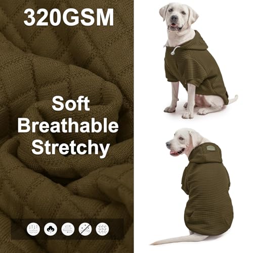 Image of BEAUTYZOO Dog Hoodies Sweater for Medium Dogs, Waffle‑Like Laminated Coat | Warm Dog Sweatshirt with Pocket & Leash Hole, Pullover Clothes for Girl Boy Dogs, Stretchy & Easy‑On‑Off, Bulldogs Pitbulls