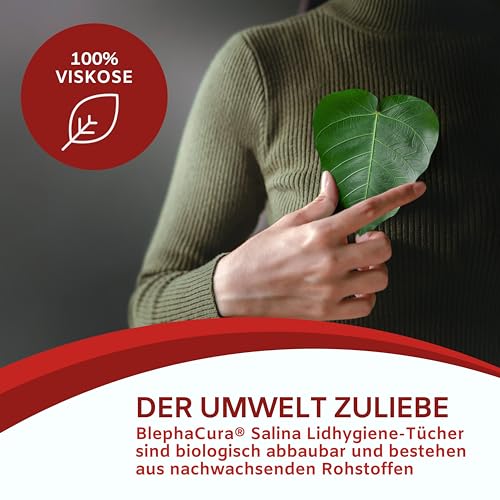 BlephaCura Salina 20x Tücher zur Augenreinigung und Lidhygiene, 100% Viskose, sterile befeuchtete Einmaltücher, Augen-Reinigungspads zur Augenpflege