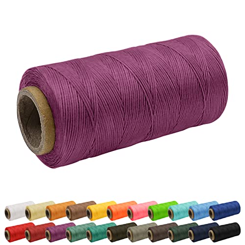 Uiopa 1mm Waxed Thread, 260m 150D Leather Sewing Thread, Hand Stitching Flat Waxed Cord for Leather Craft Bookbinding