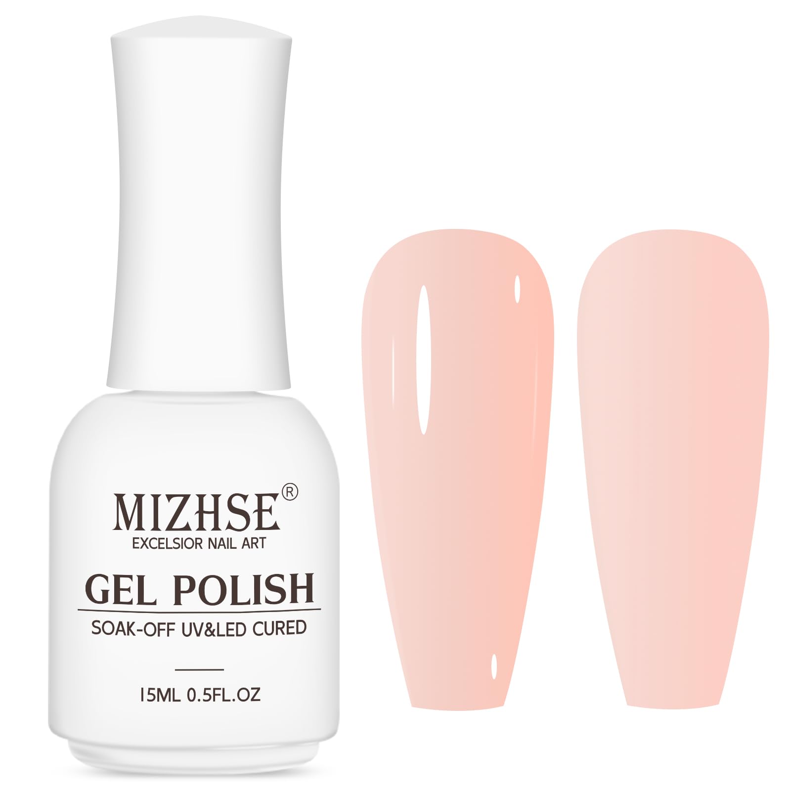MIZHSE Gel Nail Polish, Nude Gel Polish 15ml, Glossy Shiny Effect Classic Sheer Nude Color Nail Gel Soak Off Nail Art Salon DIY Manicure at Home