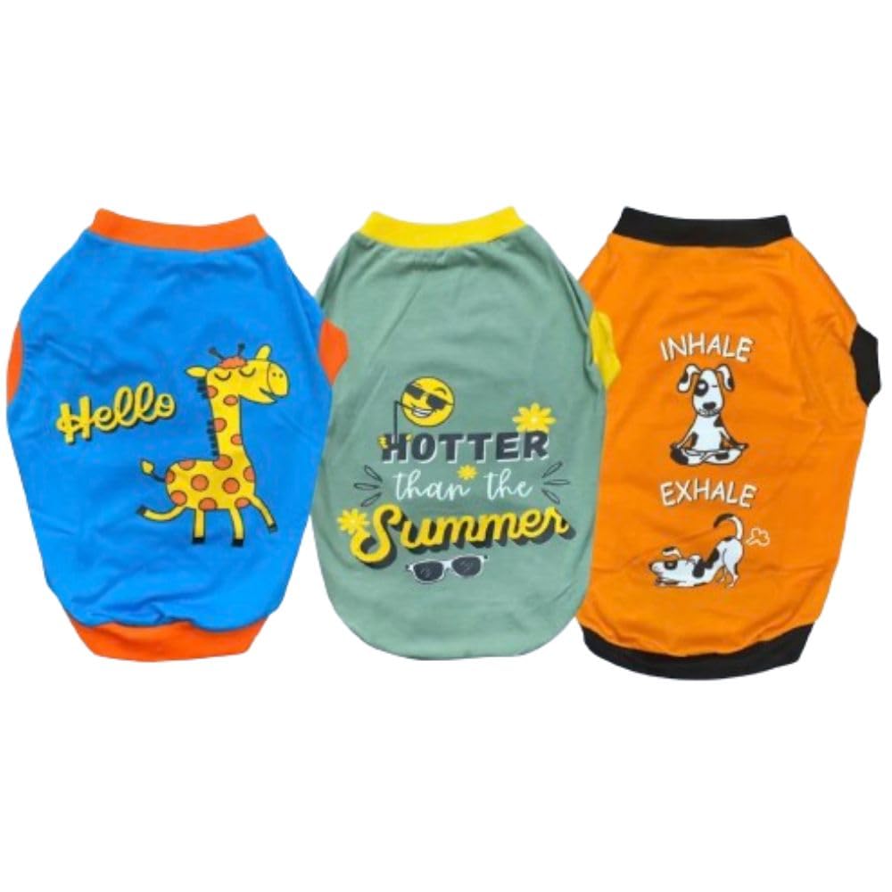 Pet Set Go Super Saver Pack of 3 T-Shirt Stylish for Dogs and Cats|Sleeveless | Pet Clothing | Round Neck | Gifts for Dogs (Small, Medium, Large Breed Dogs) | 100% Cotton (B0CTMMLCKG) Amazon Price History, Amazon Price Tracker