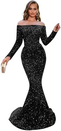 Mua Mouccy Sparkly Sequin Prom Dresses Long Ball Gown Off Shoulder