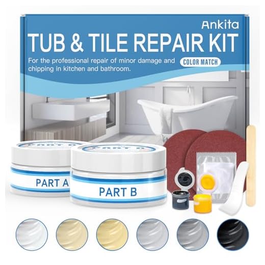Fiberglass Tub Repair Kit (Color Match), 3.7oz Fiberglass Shower, Porcelain Sink and Acrylic Bathtub Repair Kit, Quick to Fix Cracks, Chips, Dents, Holes on Bath Tub & Toilet, Almond/Biscuit/Bone