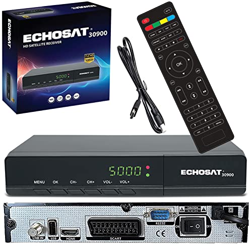 HD 30900 Digital Satelliten Receiver - DVB-S / DVB-S2 - Digitaler Sat Receiver - Full HD 1080p Satellit für TV (HDTV, HDMI, USB, Scart) HDMI Kabel [Vorprogrammiert für Astra,Hotbird und Türksat]