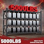5000LBS Storage Shelves,71" W Garage Shelving Heavy Duty Metal Adjustable Garage Shelves, Shelving Units Industrial Shelving for Warehouse,71" W x 24" D x 69" H,Black - Image 3
