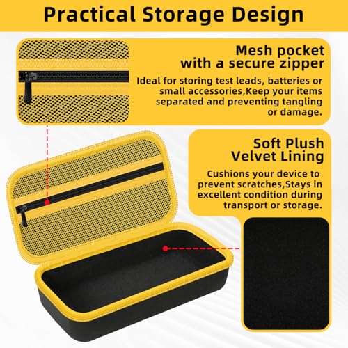 Image of Case for Fluke 15B+ /17B+ /117 /115 /116 /101 Digital Multimeter Testers, Black | Hard Protective Carrying Bag for Test Leads & Accessories, Neat Tool Storage, Dust Resistant, Workshop & Outdoor Carry Use