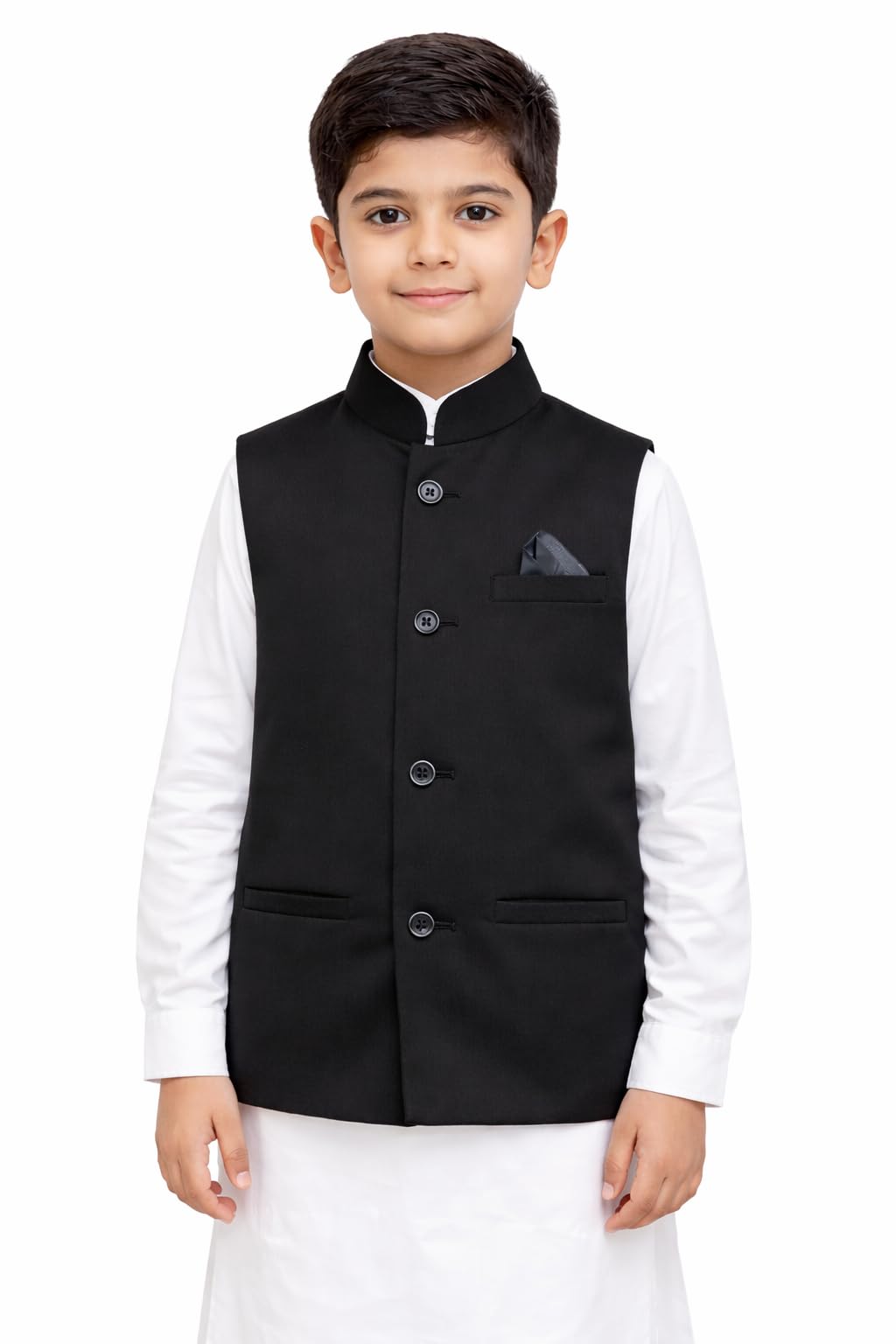 BABY BOSS Stylish Sleeveless Waistcoat Nehru Jacket Blazer for Kids Boys (Regular, 6-7 Years, Black) 1